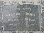 McLEAN Thomas 1877-1940 & Annie Maud 1880-1952