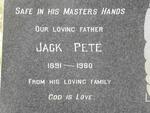PETE Jack 1891-1980