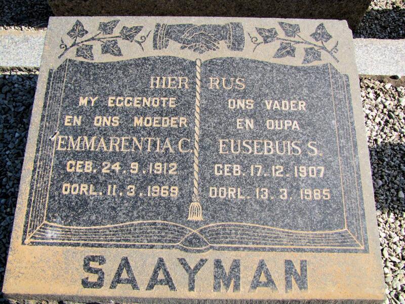 SAAYMAN Eusebuis S. 1907-1985 & Emmarentia C. 1912-1969