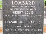 LOMBARD Henry Louis 1901-1981 & Elizabeth Frances van WYK 1906-1995