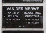MERWE Schalk Willem, van der 1928- & Magdalena Christina 1930-2011