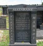 MATABANE Lazarus 1922-1991 & Mirrian 1927-2001