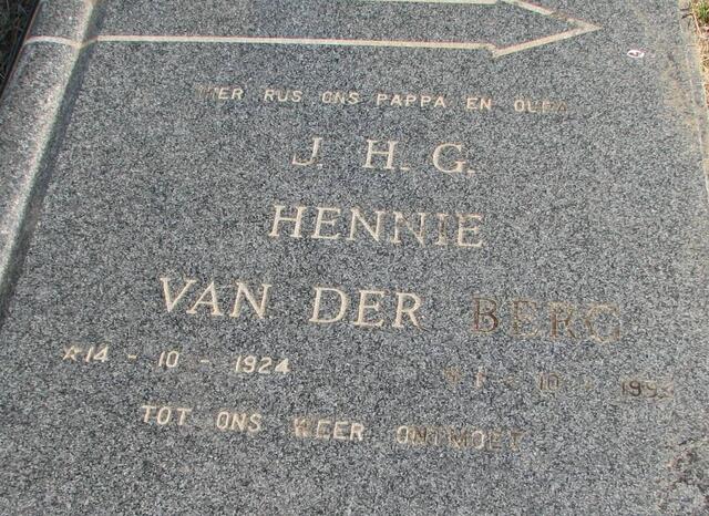 BERG J.H.G., van der 1924-199?