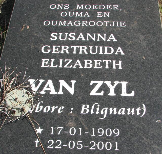 ZYL Susanna Gertruida Elizabeth, van nee BLIGNAUT 1909-2001
