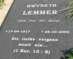 LEMMER Gweneth nee van der SPUY 1917-2002