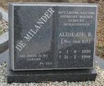 MILANDER Alida J.C.R., de nee VAN ZYL 1920-1998