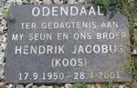 ODENDAAL Hendrik Jacobus 1950-2001