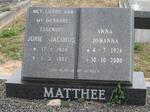 MATTHEE Jurie Jacobus 1924-1992 & Anna Johanna 1924-2000
