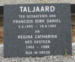 TALJAARD Francois Dirk Daniel 1895-1982 & Regina Catharina EKSTEEN 1902-1988