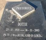 PRETORIUS Dottie 1921-2003