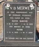 MERWE David Barend, v.d. 1927-1993 & Petro 1930-2004