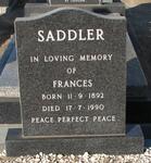SADDLER Frances 1892-1990