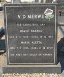 MERWE David Barend, v.d. 1908-1986 & Maria Aletta 1920-2009