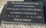 BERG Annaliza, van den nee GORLICH 1971-2000