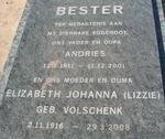 BESTER Andries 1911-2001 & Elizabeth Johanna VOLSCHENK 1916-2008
