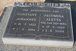 LAUBSCHER Constant Johannes 1922-1994 & Jacomina Aletta van den BERG 1929-2006