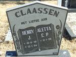 CLAASSEN Henry J. 1938-1994 & Aletta C.P. 1928-