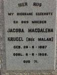 KRUGEL Jacoba Magdalena nee MALAN 1887-1958