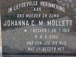 MOLLETT Johanna C.M. nee BECKER 1913-2002