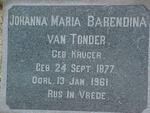 TONDER Johanna Maria Barendina, van nee KRUGER 1877-1961