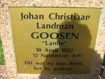 GOOSEN Johan Christiaan Landman 1922-1991 & Mary Mathilda DE BEER 1926-2004