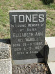 TONES Elizabeth Ann nee WARDLE 1880-1967