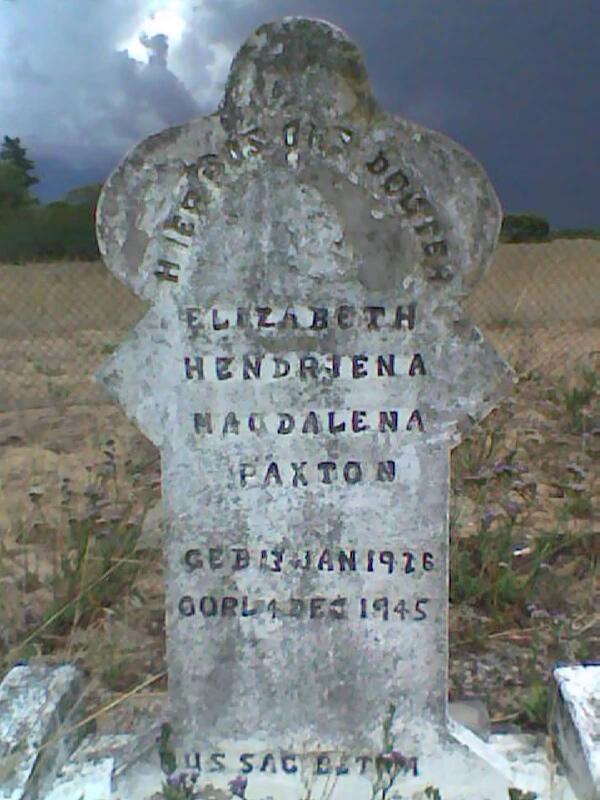PAXTON Elizabeth Hendriena Magdalena 1926-1945