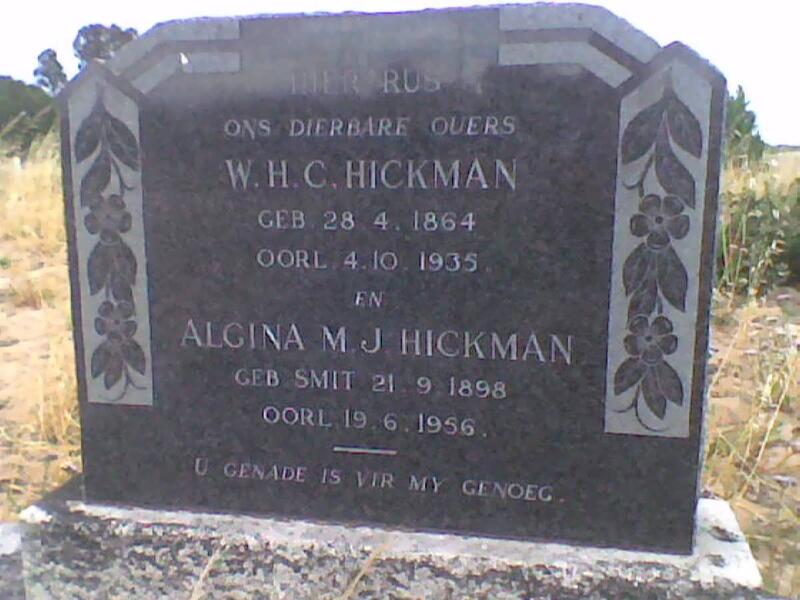 HICKMAN W.H.C. 1864-1935 & Algina M.J. SMIT 1898-1956