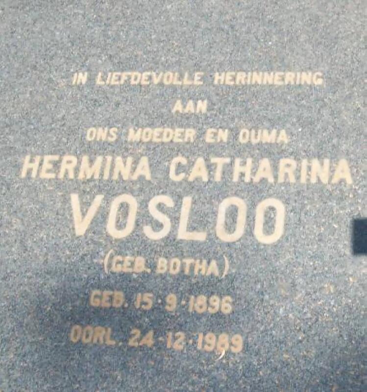 VOSLOO Hermina Catharina nee BOTHA 1896-1989