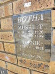 BOTHA Muskett 1926-1998 &Toekie 1931-