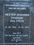 HOBSON Hester Susanna nee STEYN 1928-2010