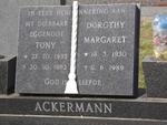 ACKERMANN Tony 1935-1982 & Dorothy Margaret 1930-1989