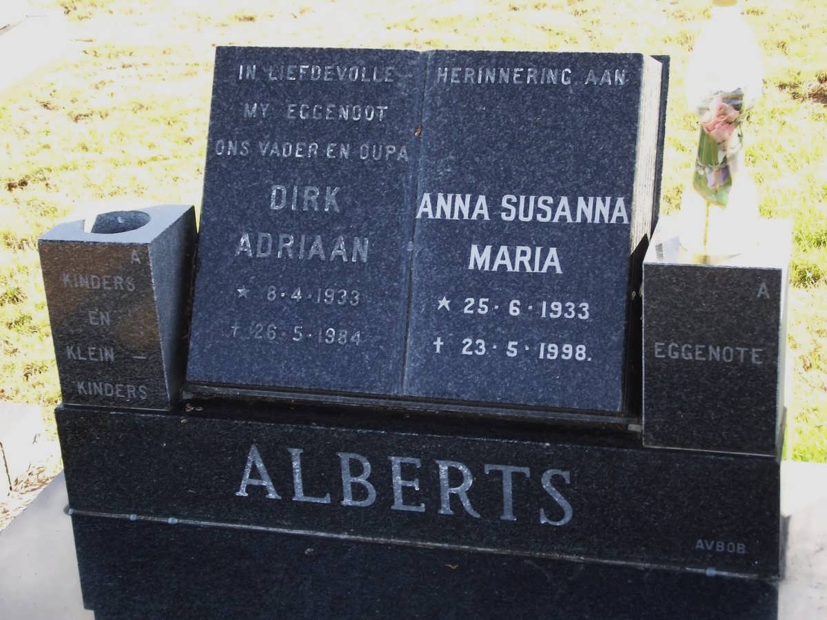 ALBERTS Dirk Adriaan 1933-1984 & Anna Susanna Maria 1933-1998