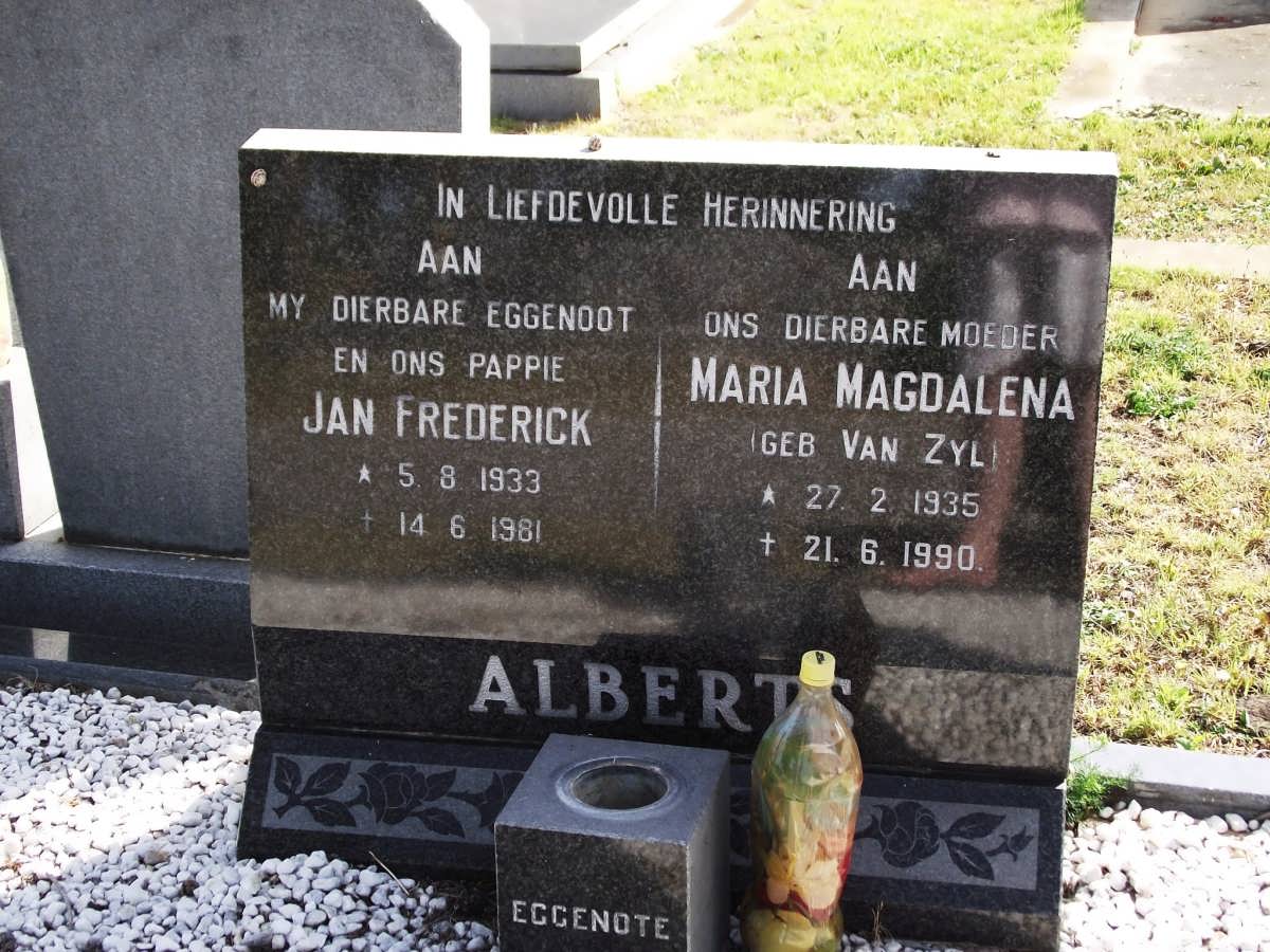 ALBERTS Jan Frederick 1933-1981 & Maria Magdalena VAN ZYL 1935-1990