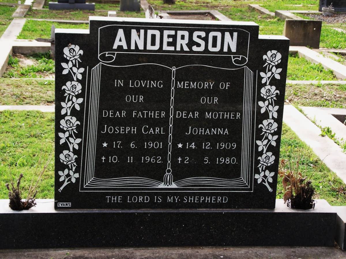 ANDERSON Joseph Carl 1901-1962 & Johanna 1909-1980
