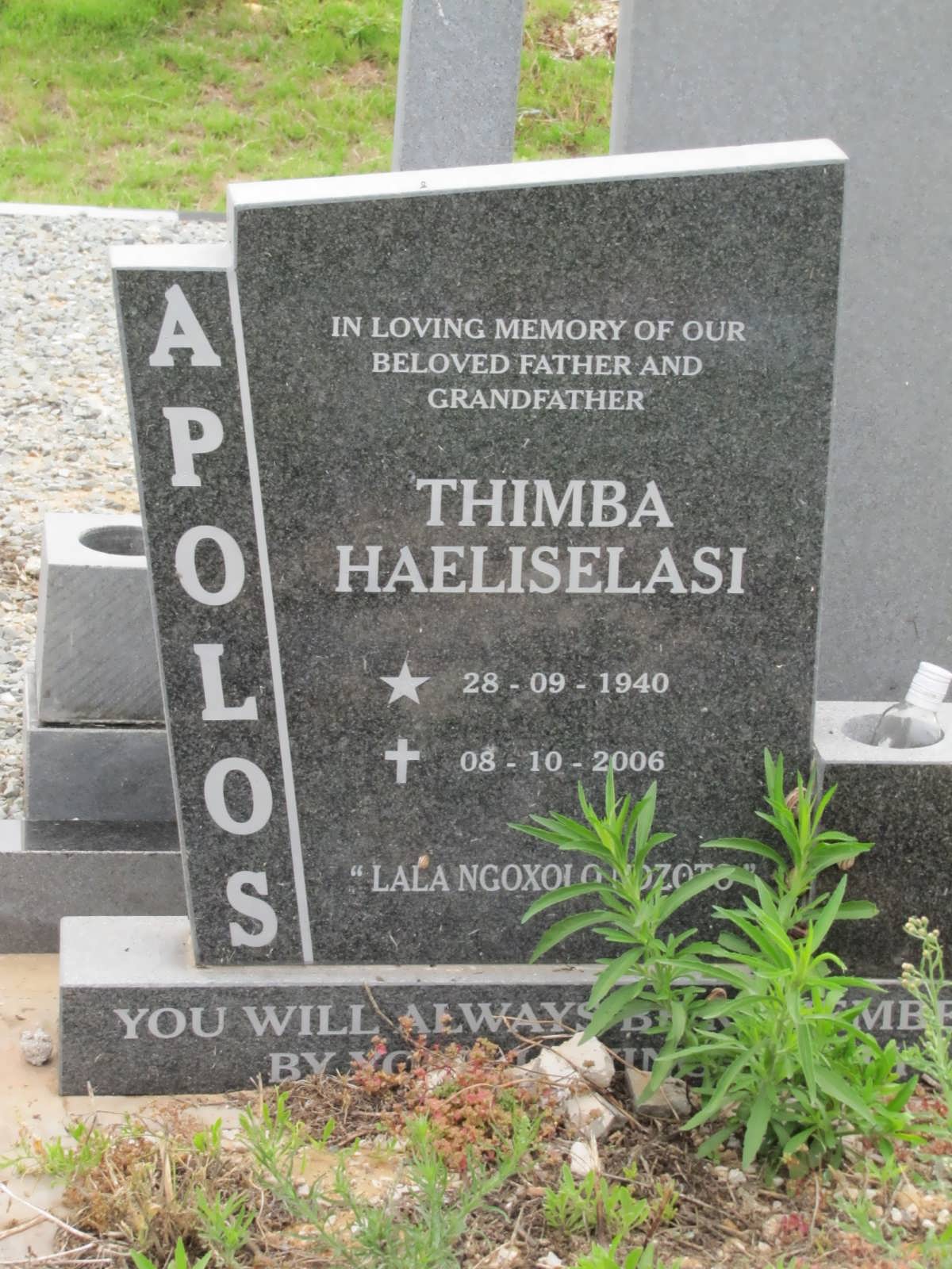 APOLOS Thimba Haeliselasi 1940-2006
