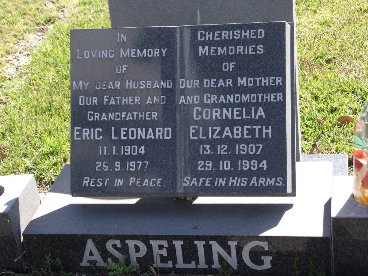 ASPELING Eric Leonard 1904-1977 & Cornelia Elizabeth 1907-1994