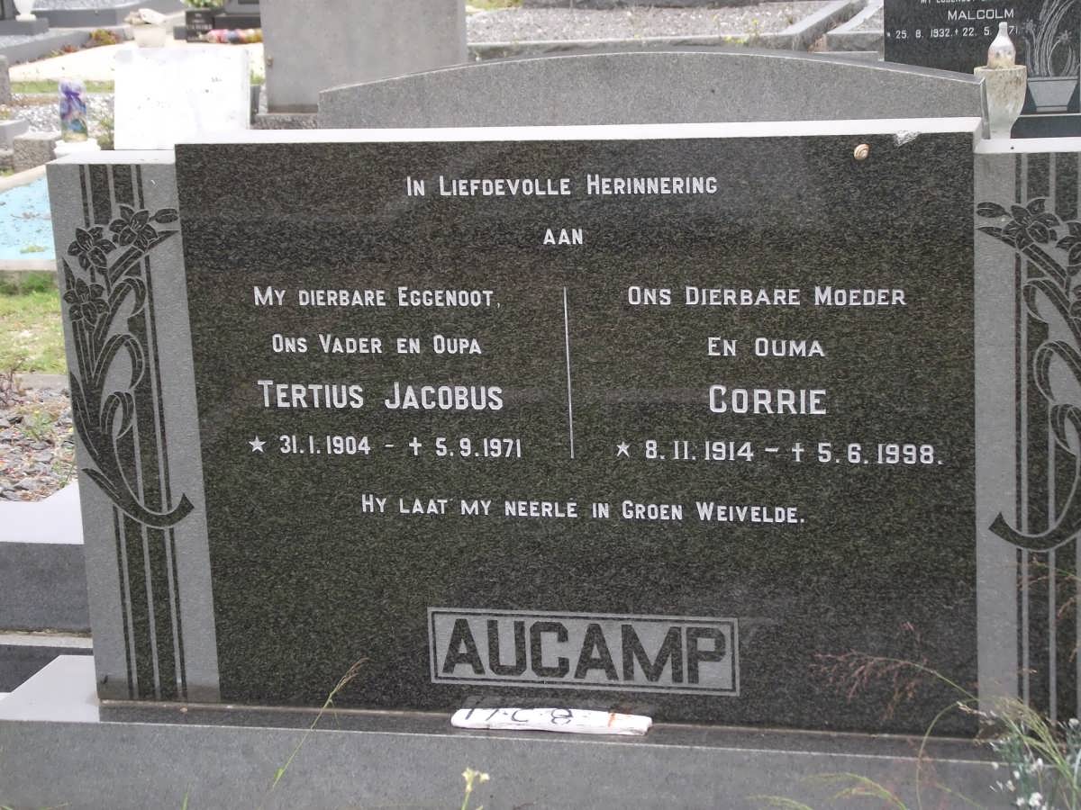 AUCAMP Tertius Jacobus 1904-1971 & Corrie 1914-1998