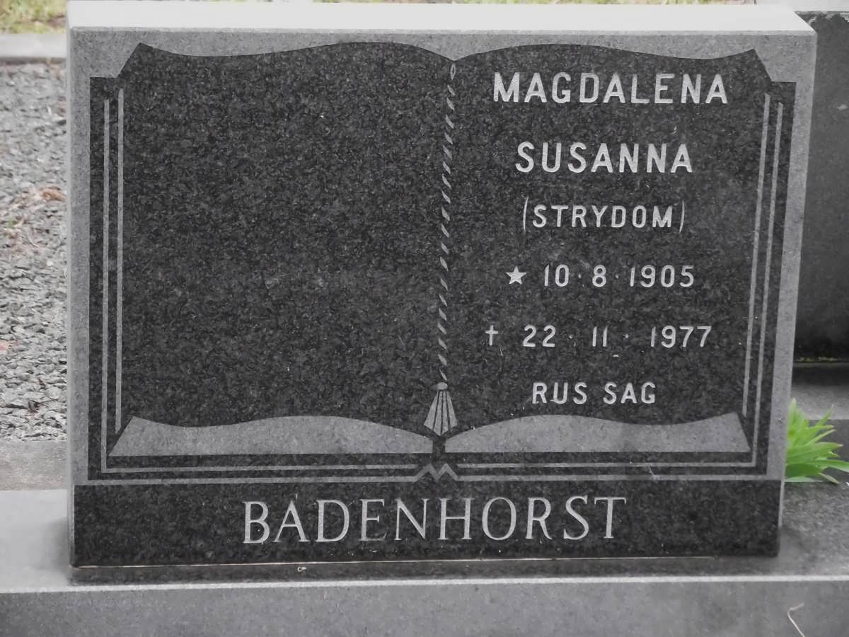 BADENHORST Susanna nee STRYDOM 1905-1977