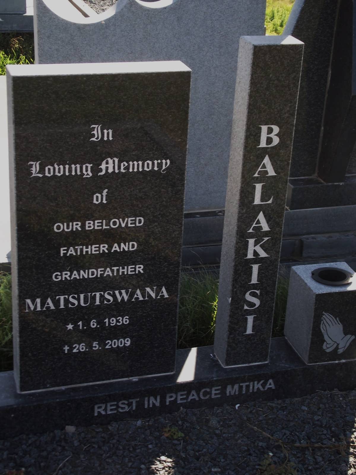 BALAKISI Matsutswana 1936-2009