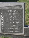 BARNARDO Faans 1933-1992 & Elsie 1944-1992