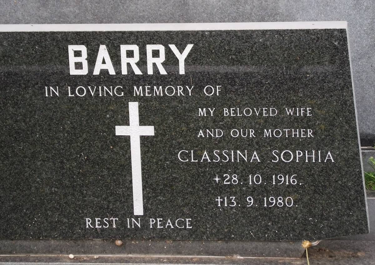 BARRY Classina Sophia 1916-1980