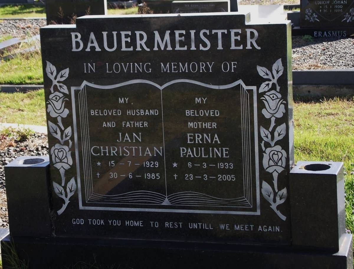 BAUERMEISTER Jan Christian 1929-1985 & Erna Pauline 1933-2005