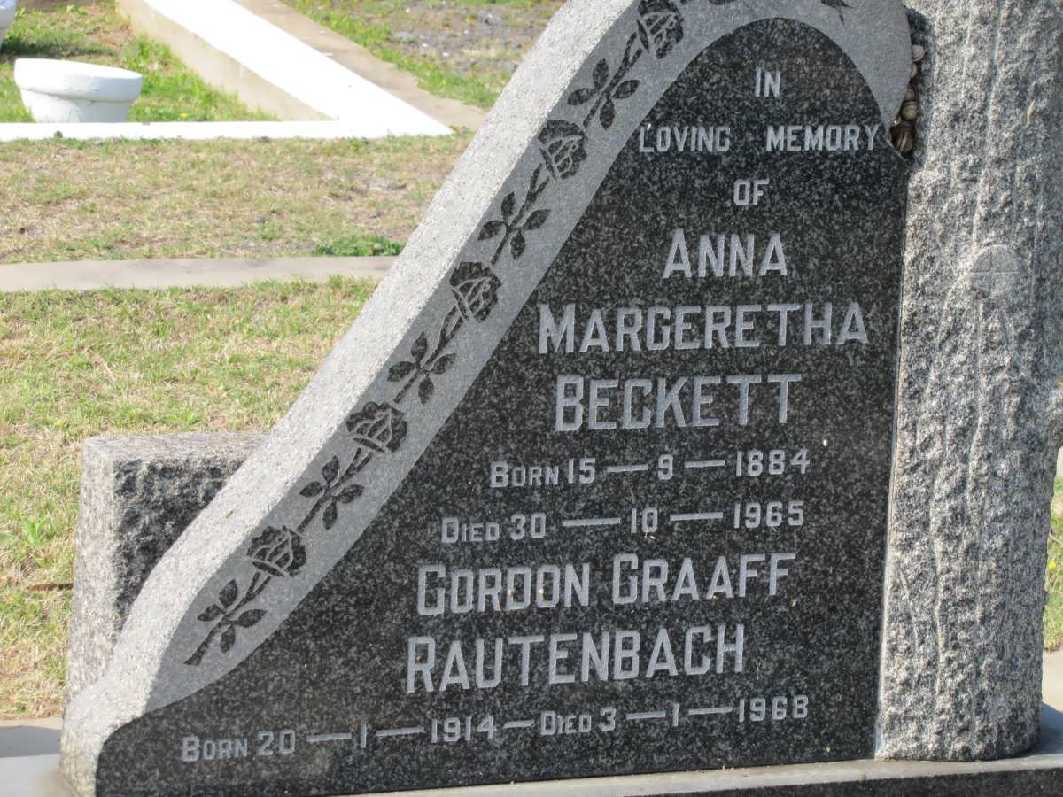 BECKETT Anna Margaretha 1884-1965 :: RAUTENBACH Gordon Graaff 1914-1968
