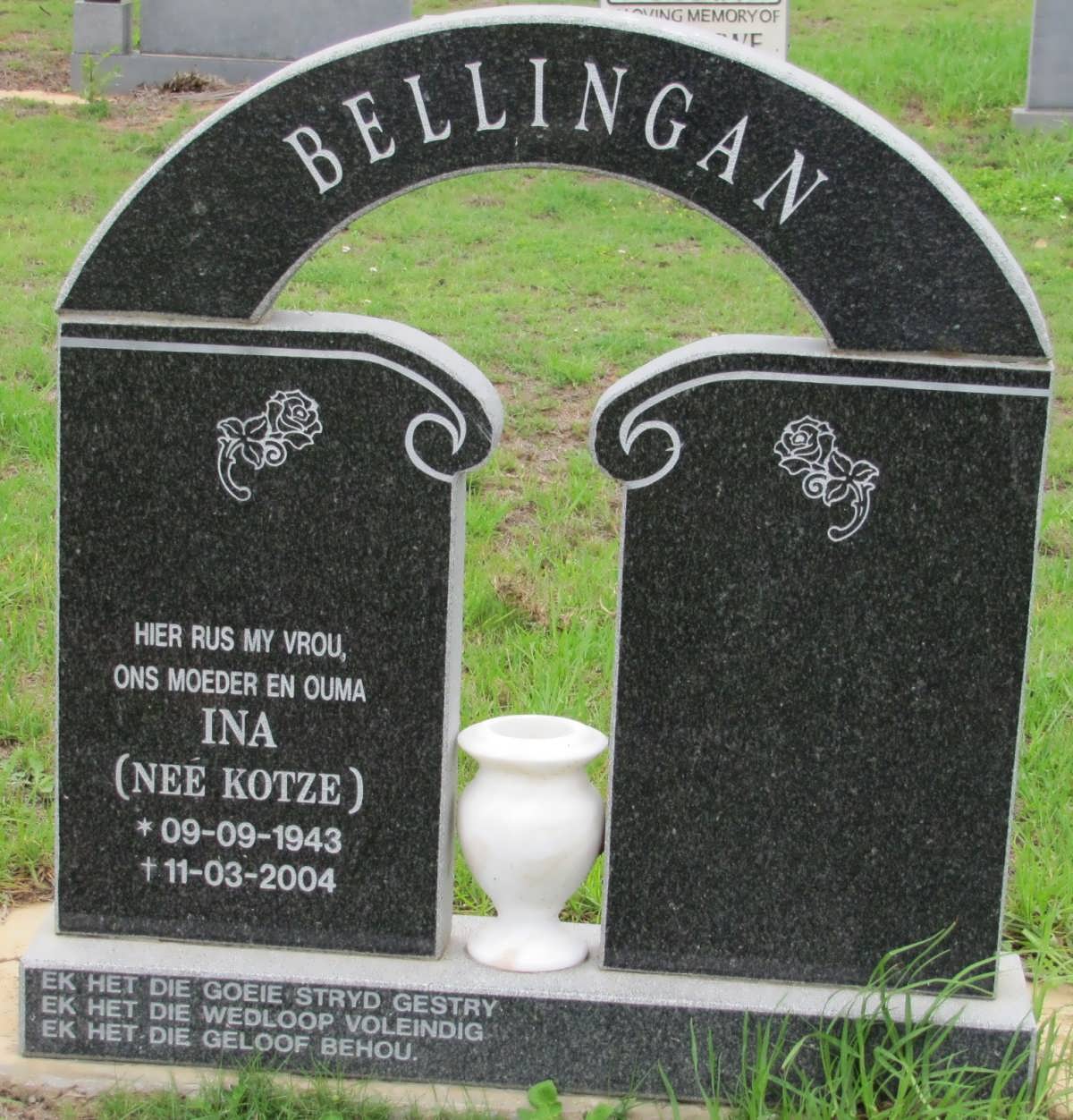 BELLINGAN Ina nee KOTZE 1943-2004