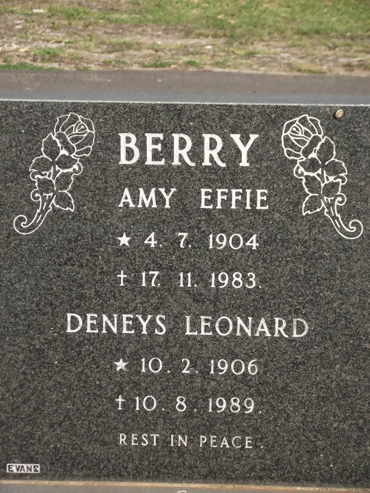 BERRY  Denys Leonard 1906-1989 & Amy Effie 1904-1983 