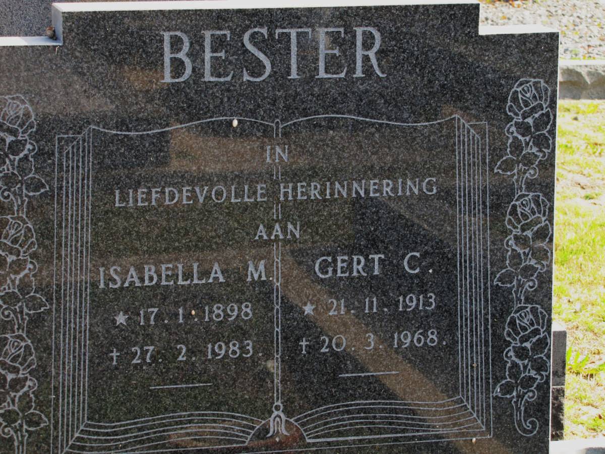 BESTER Gert C. 1913-1968 & Isabella M. 1898-1983