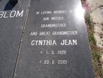 BLOM Benjamin Arthur 1916-1977 & Cynthia Jean 1928-2001