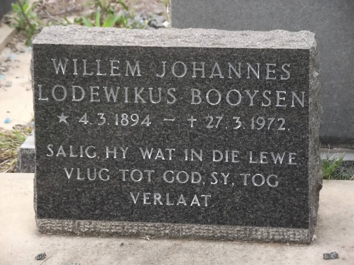 BOOYSEN Willem Johannes Lodewikus 1894-1972