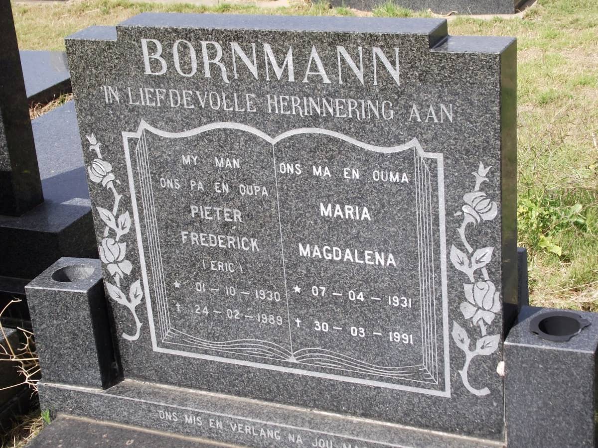 BORNMANN Pieter Frederick 1930-1989 & Maria Magdalena 1931-1991